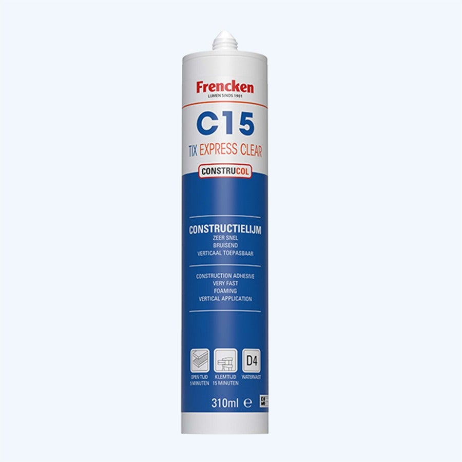 Frencken PU constructielijm C15 TIX Express transparant 310 ml 