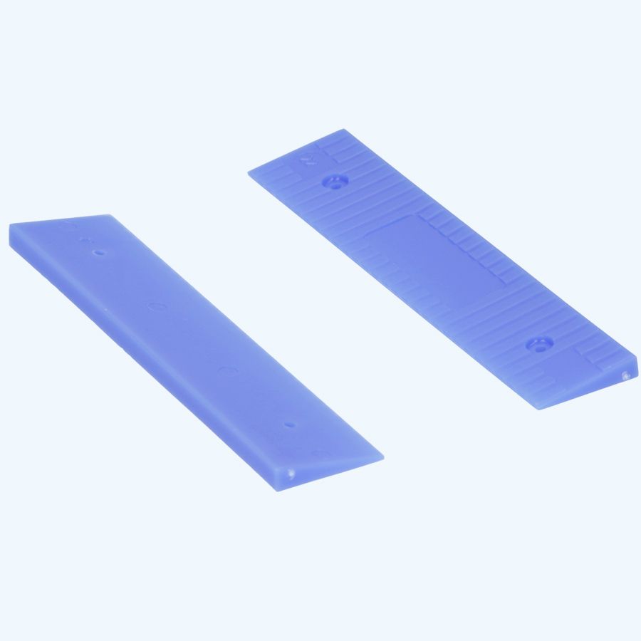 100 stuks schuine kunststof glasblokjes BLAUW 100x22x5/1 mm