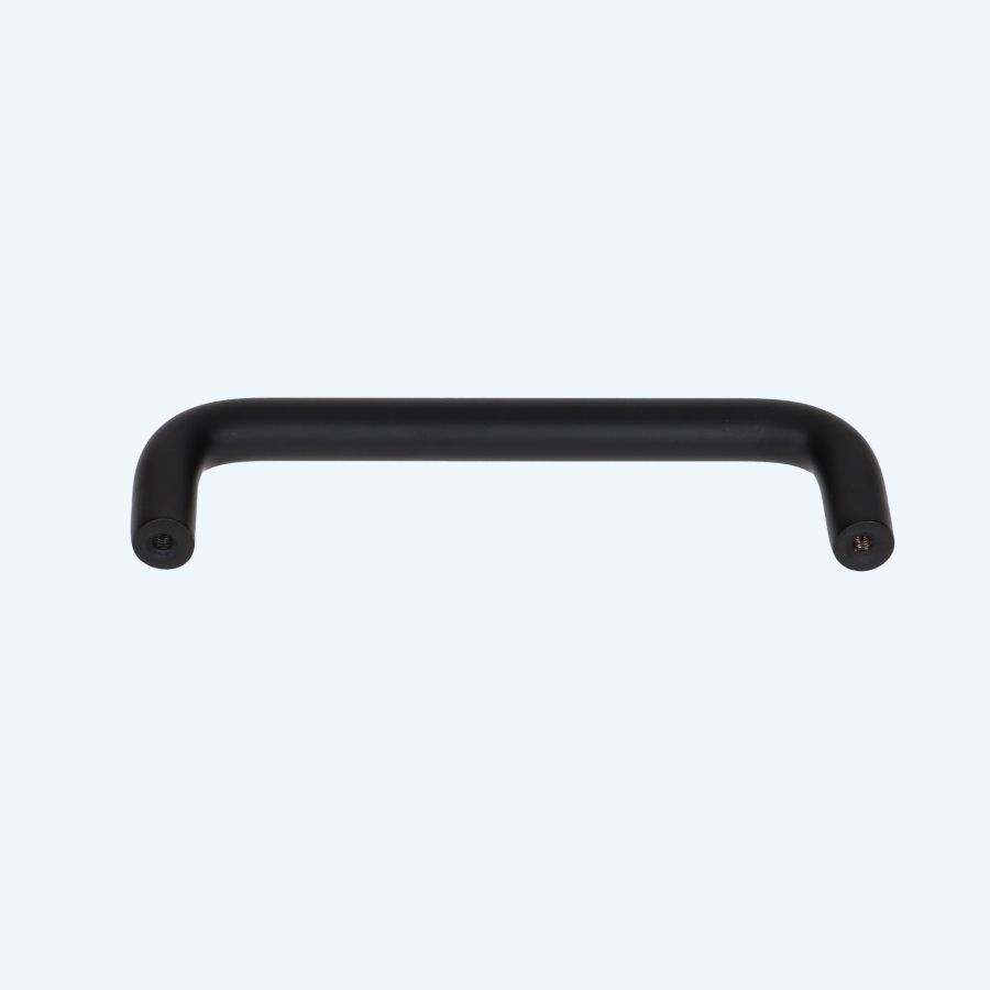 Greep zwart massief RVS ronde hoeken 128 x 40 mm