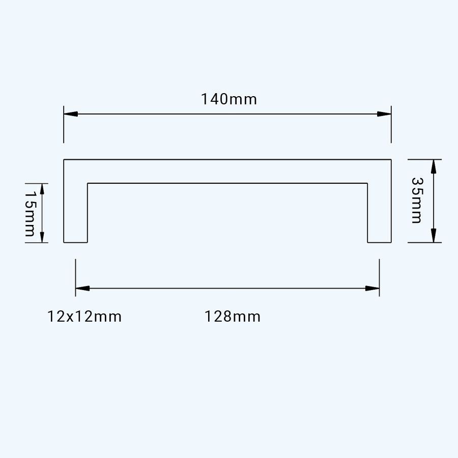 Greep zwart hol RVS vierkant 128 x 35 mm