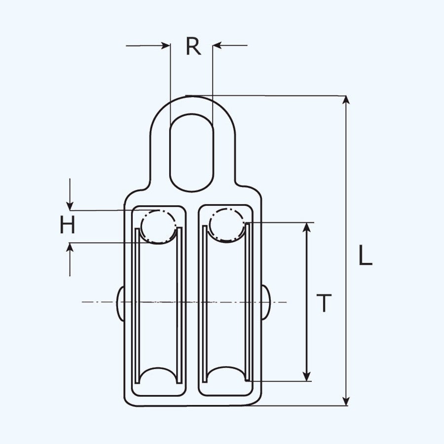 Katrol nylon wiel duplex 08 x 30 mm verzinkt