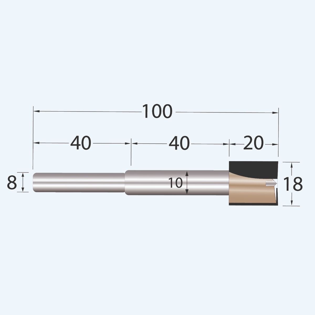 HM verlengde groeffrees Industrial 18 mm met ondersnijder
