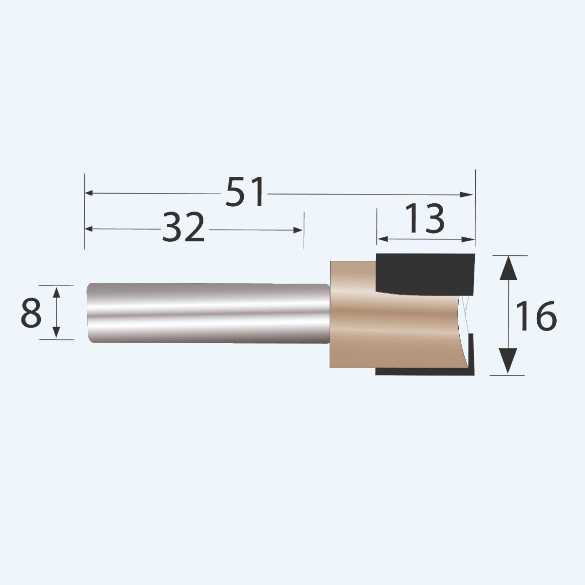 HM scharnier-inkroosfrees Industrial 16 mm