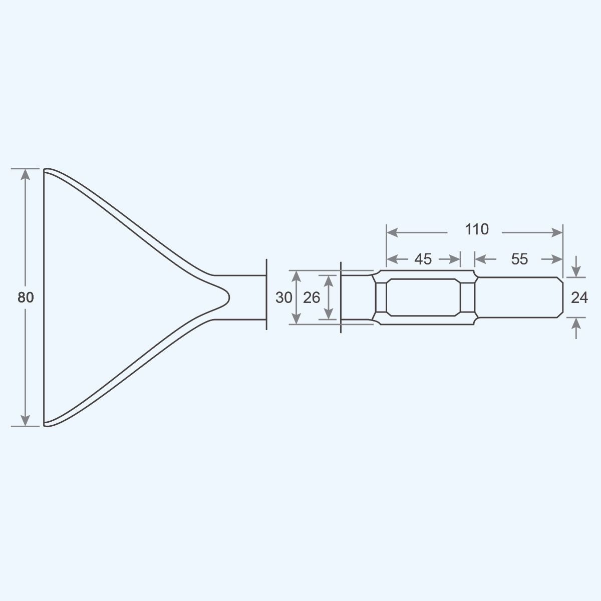 Hex spadebeitel 80 x 410 mm