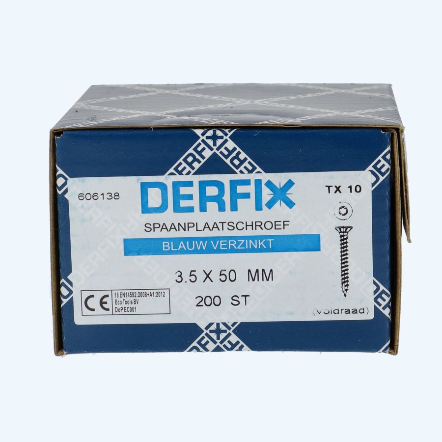 200 stuks verzinkte spaanplaatschroef 3,5 x 50 mm Torx (voldraad)