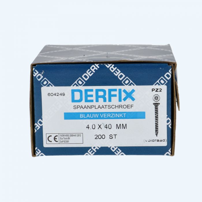 Overdoos spaanplaatschroeven 4,0 x 40 mm PZ2 voldraad (36 x 200 stuks)
