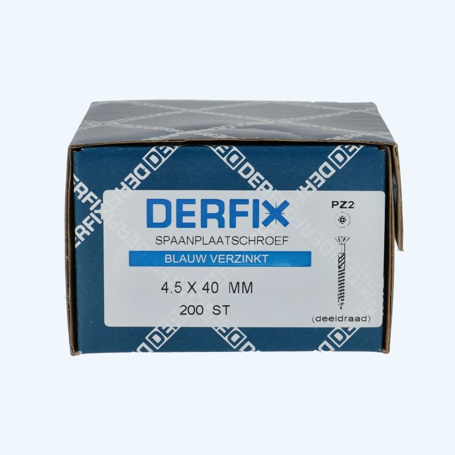 200 stuks spaanplaatschroef 4,5 x 40 mm / PZ2 / deeldraad