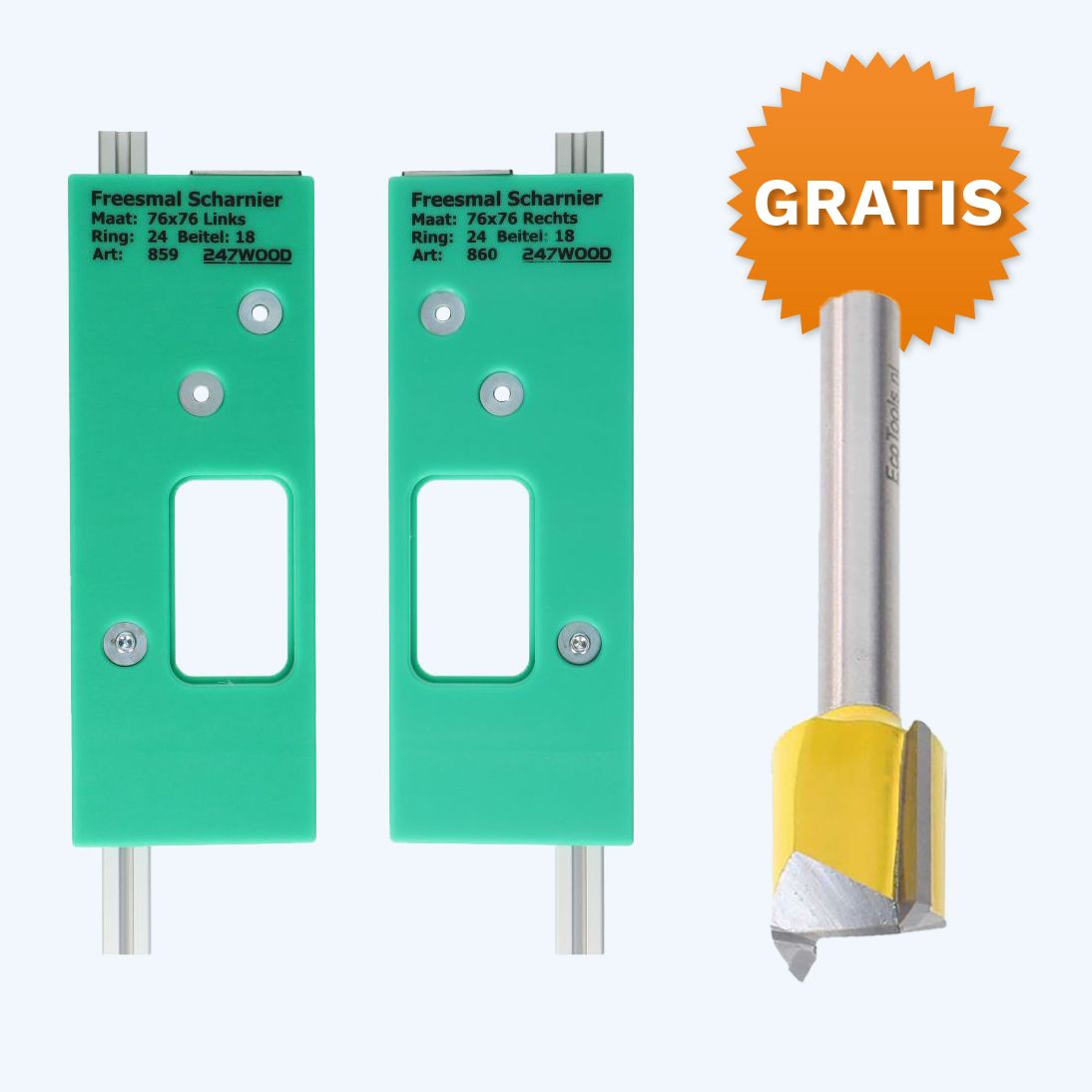 Freesmalset voor scharnieren 76 x76 mm