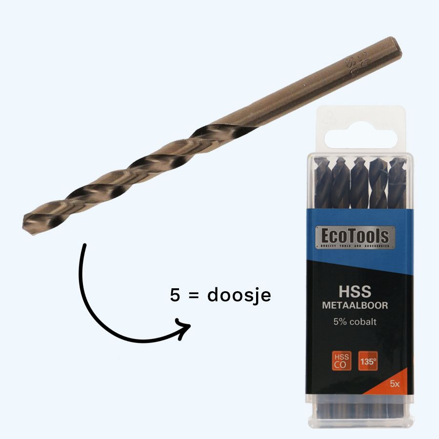 HSS 5% cobalt metaalboor 9,0 x 125 mm