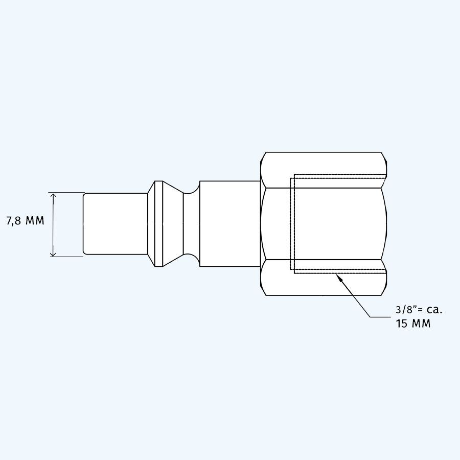 Orion insteeknippel met 3/8" inwendig draad