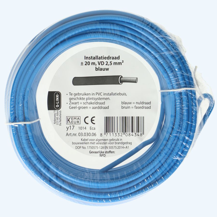 Installatiedraad 2,5mm² blauw 20 meter