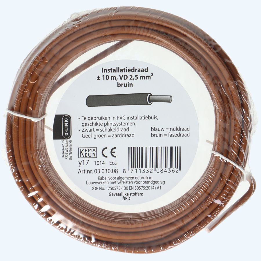 Installatiedraad 2,5mm² bruin 10 meter