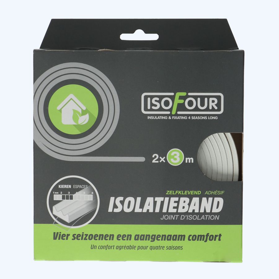 Isofour tochtband EPDM type E 9 x 4 mm wit (2x3m)