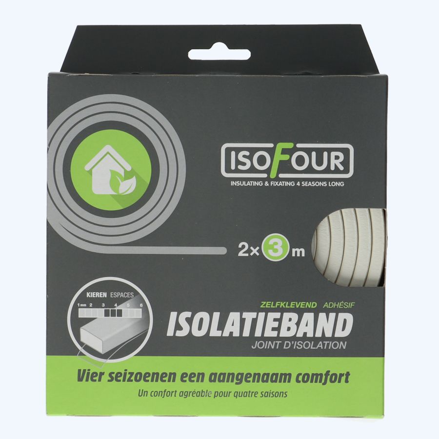 Isofour tochtband EPDM type UNI 9 x 6 mm wit (2x3m)