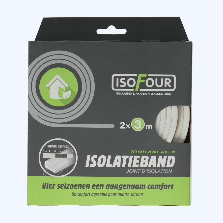 Isofour tochtband EPDM type P 9 x 5,5 mm wit (2x3m)