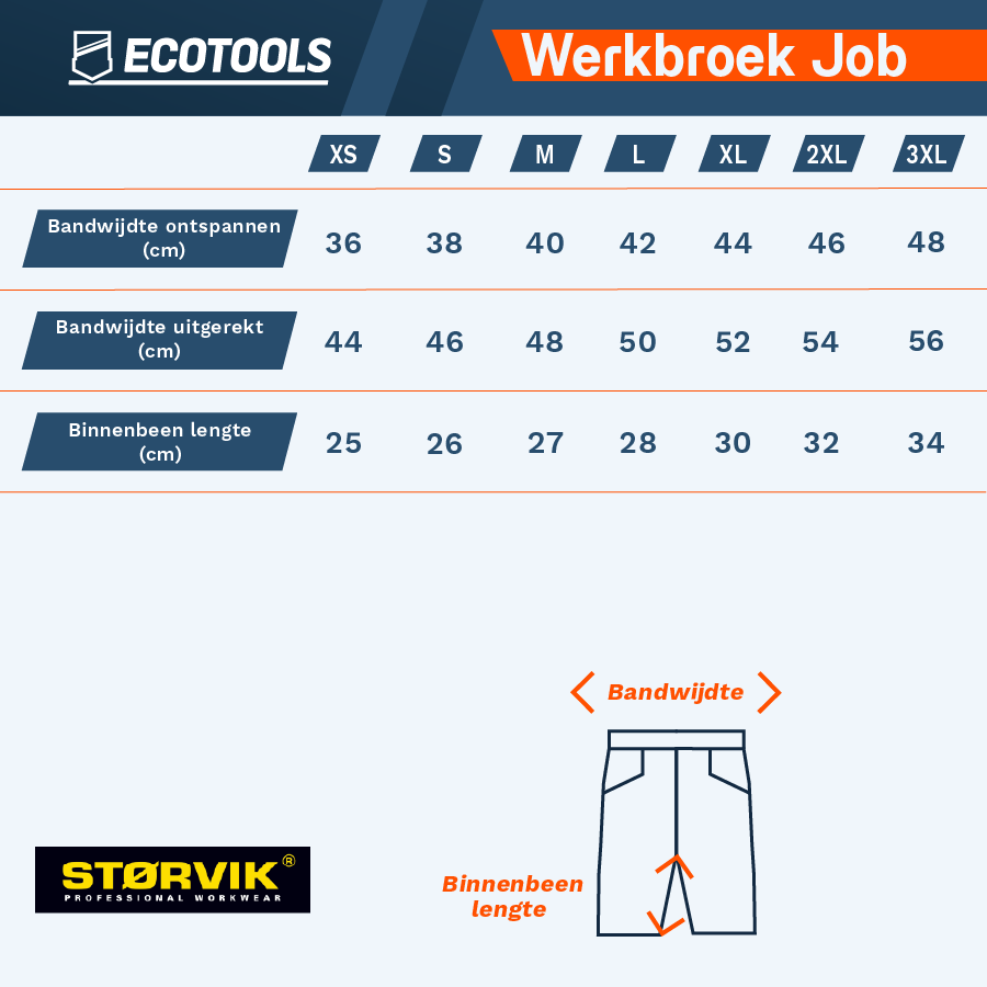 Job Short pantalon de travail bleu foncé S Job Short pantalon de travail bleu foncé S