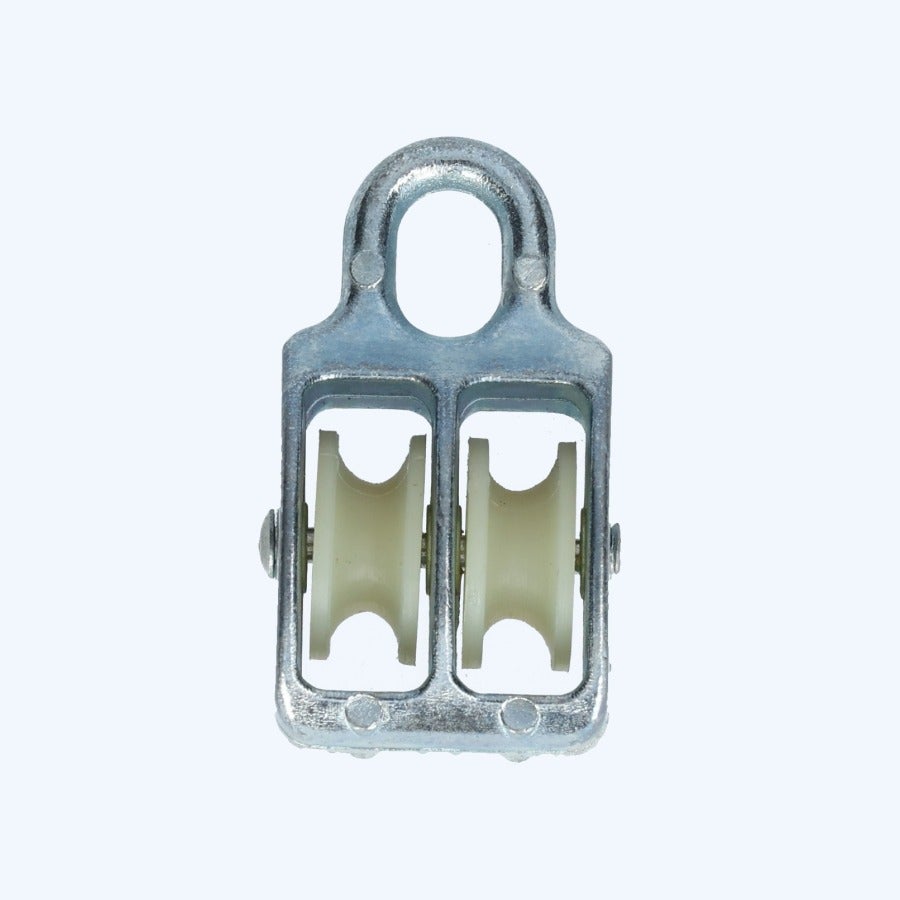 Katrol nylon wiel duplex 09 x 40 mm verzinkt