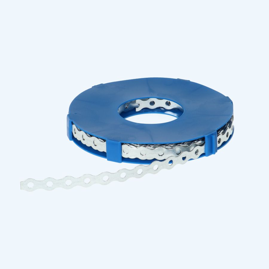 Montageband / windverband gegolfd 10 meter in cassette 12 x 0,7 mm verzinkt