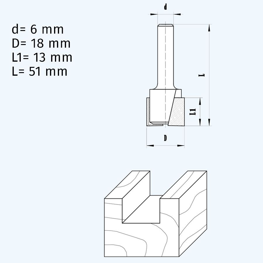 HM scharnier-inkroosfrees 18 mm / 6 mm schacht