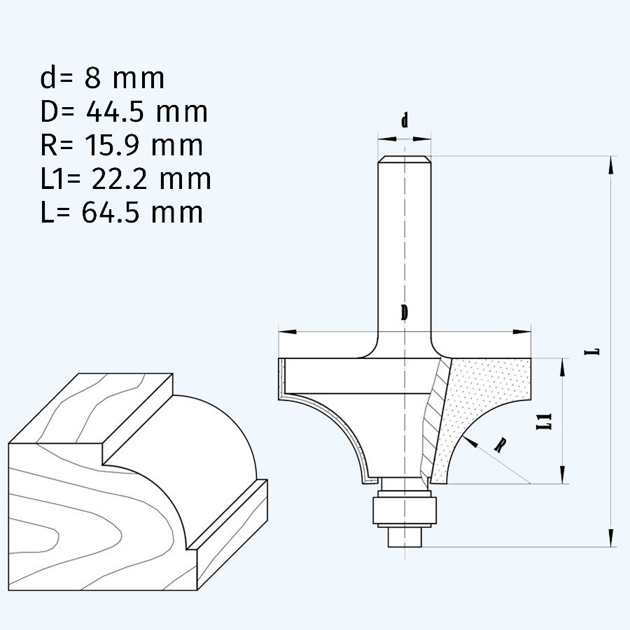HM kwartrondfrees R=15,9 mm