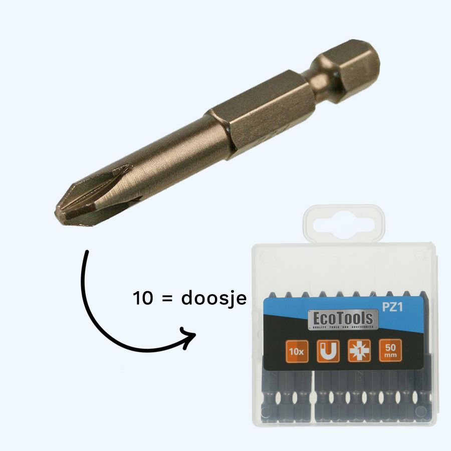 Verlengde pozidrive schroefbit nr 1 x 50 mm