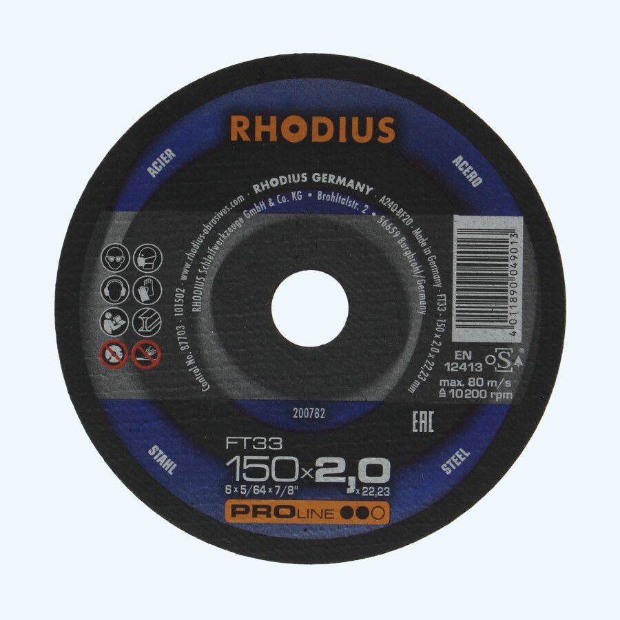 Doorslijpschijf METAAL 150 x 2,0 x 22,23 mm (Rhodius)