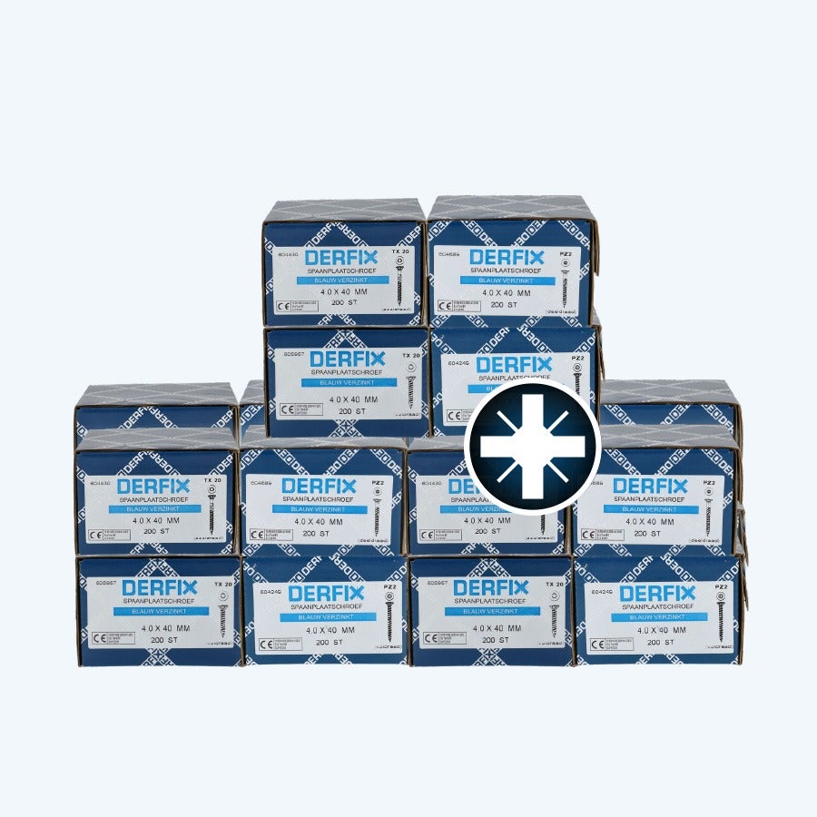 Boîte de vis pour panneaux agglomérés 4,0 x 40 mm PZ2 à tête cylindrique (36 x 200 pièces)