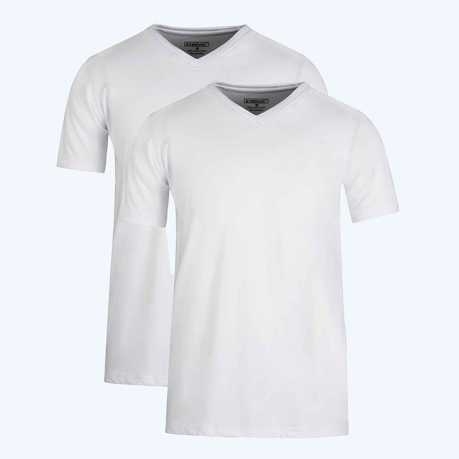 2 stuks t-shirt Bart met v-hals wit