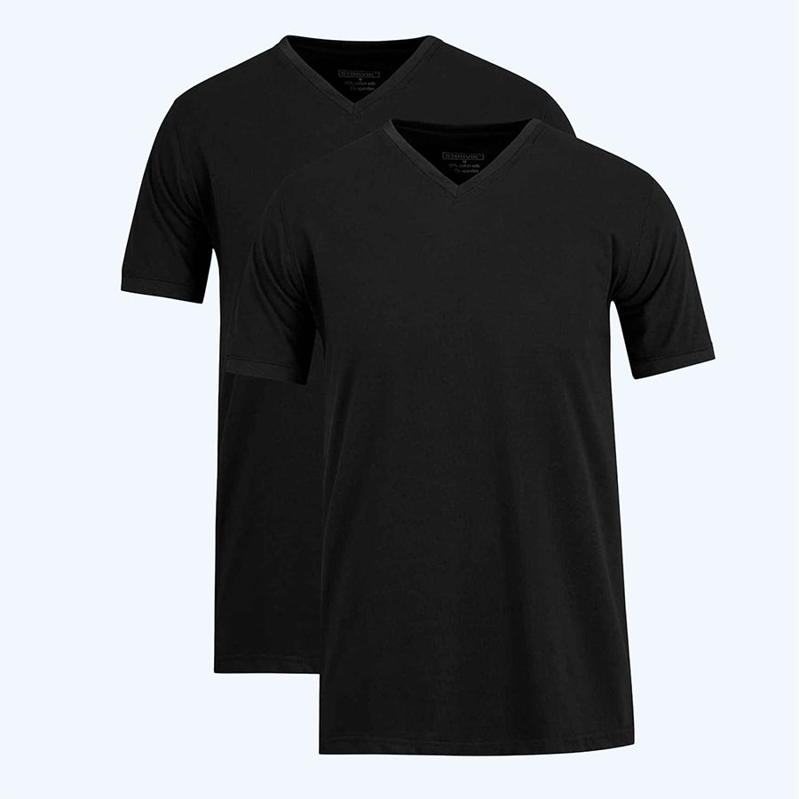 2 stuks t-shirt Bart met v-hals zwart