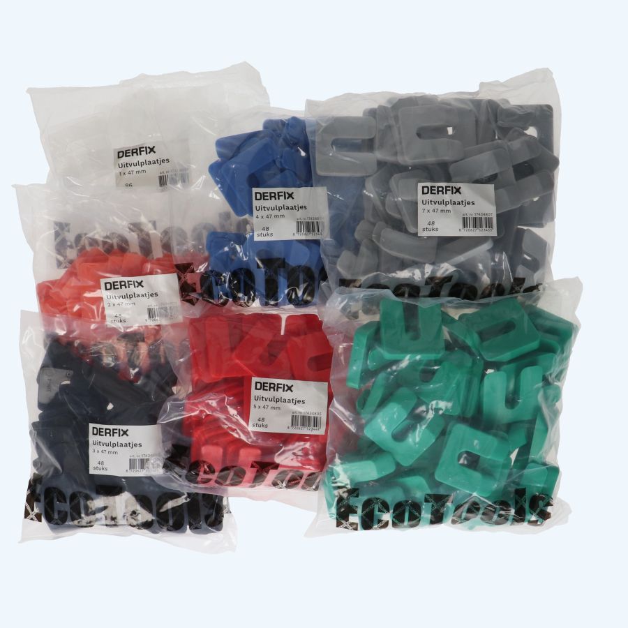 Assortiment uitvulplaatjes 1-10 mm (384 stuks)