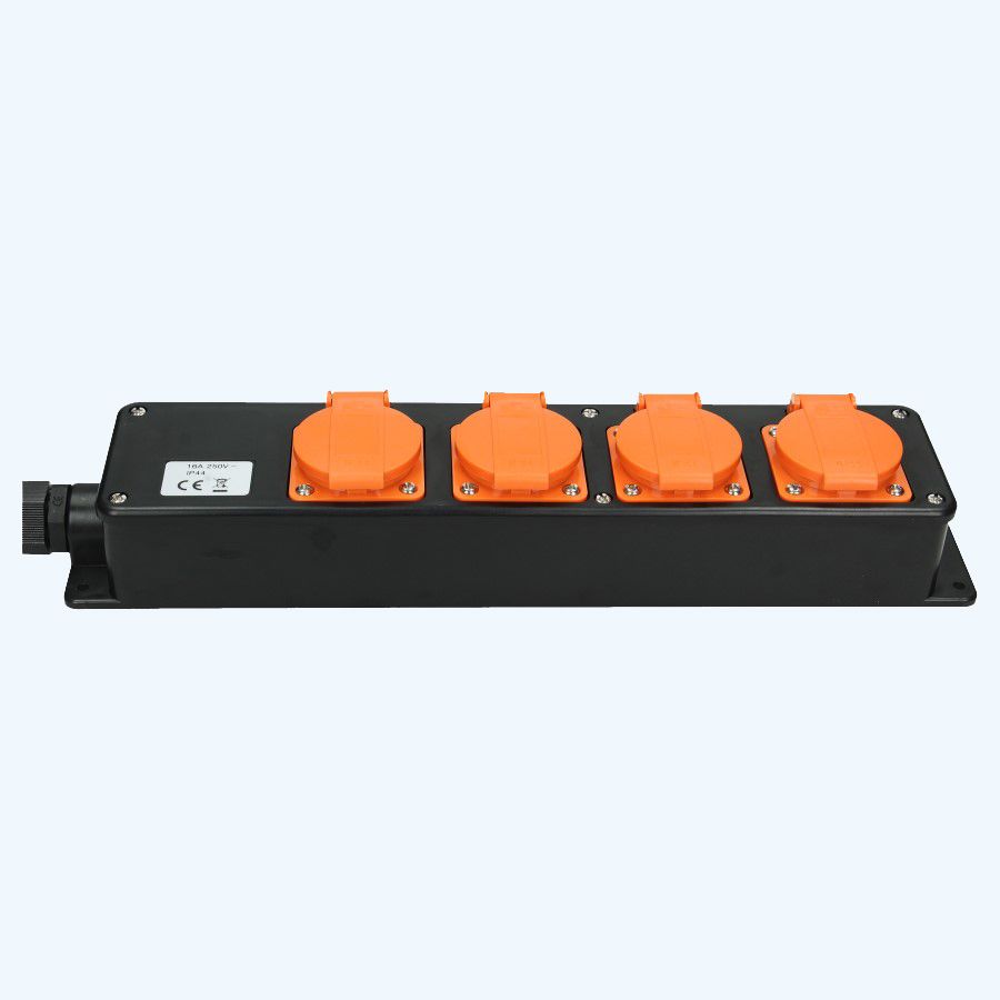 4-voudig verdeelblok 5 meter 3x2,5mm2 Neopreen