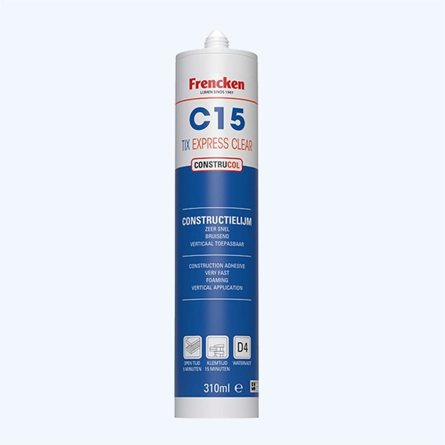 Frencken PU constructielijm C15 TIX Express transparant 310 ml 
