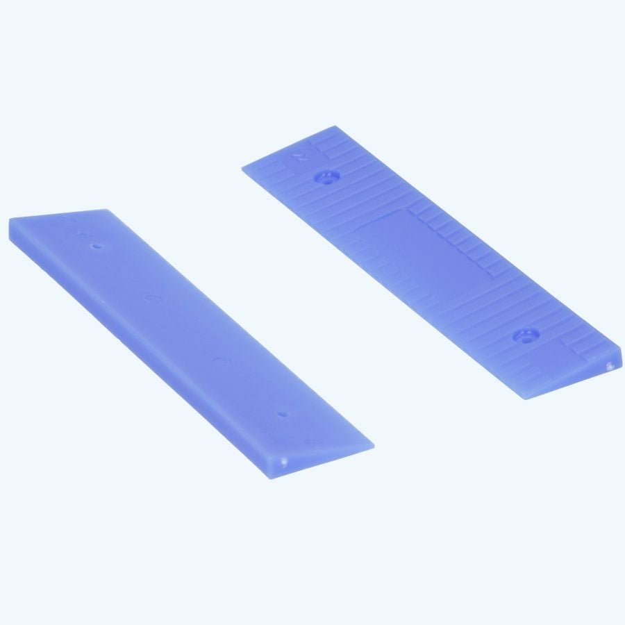 100 stuks schuine kunststof glasblokjes BLAUW 100x22x5/1 mm