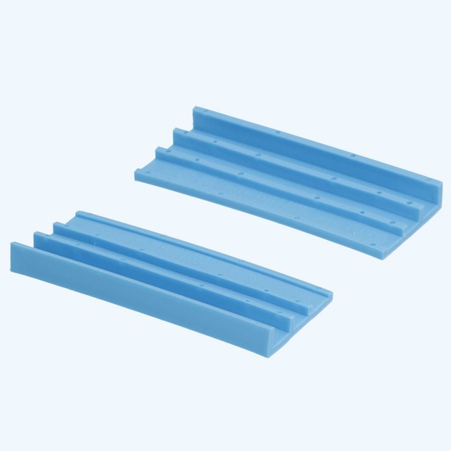100 stuks schuine kunststof glasblokjes BLAUW 100x42x10/5 mm