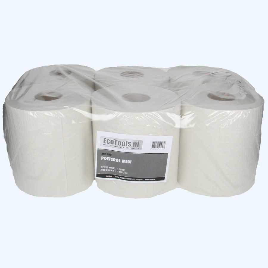 6 x Poetsrol midi 1-laags 19 cm x 300 meter 6 x Poetsrol midi 1-laags 19 cm x 300 meter
