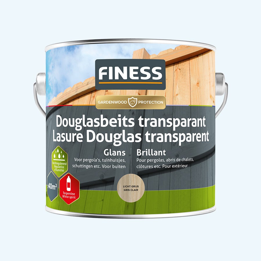 FINESS Douglas Beits transparant hoogglans 2,5 L Licht grijs FINESS Douglas Beits transparant hoogglans 2,5 L Licht grijs