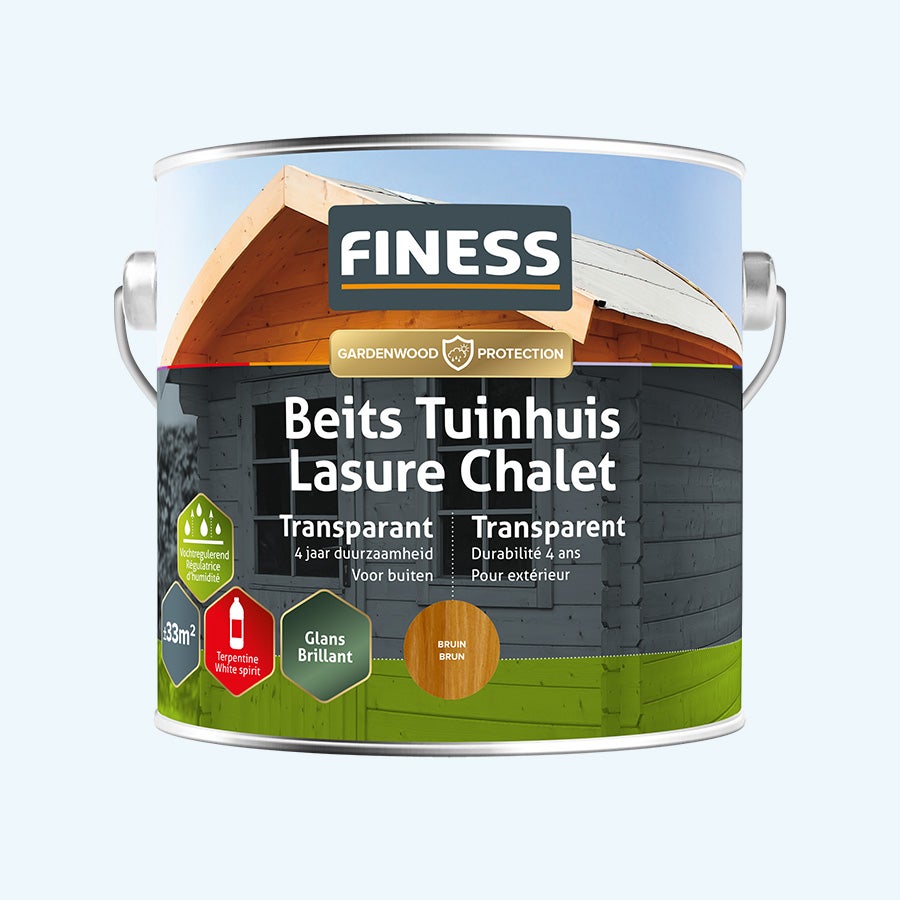 FINESS Beits Tuinhuis transparant hoogglans 2,5 L Bruin FINESS Beits Tuinhuis transparant hoogglans 2,5 L Bruin