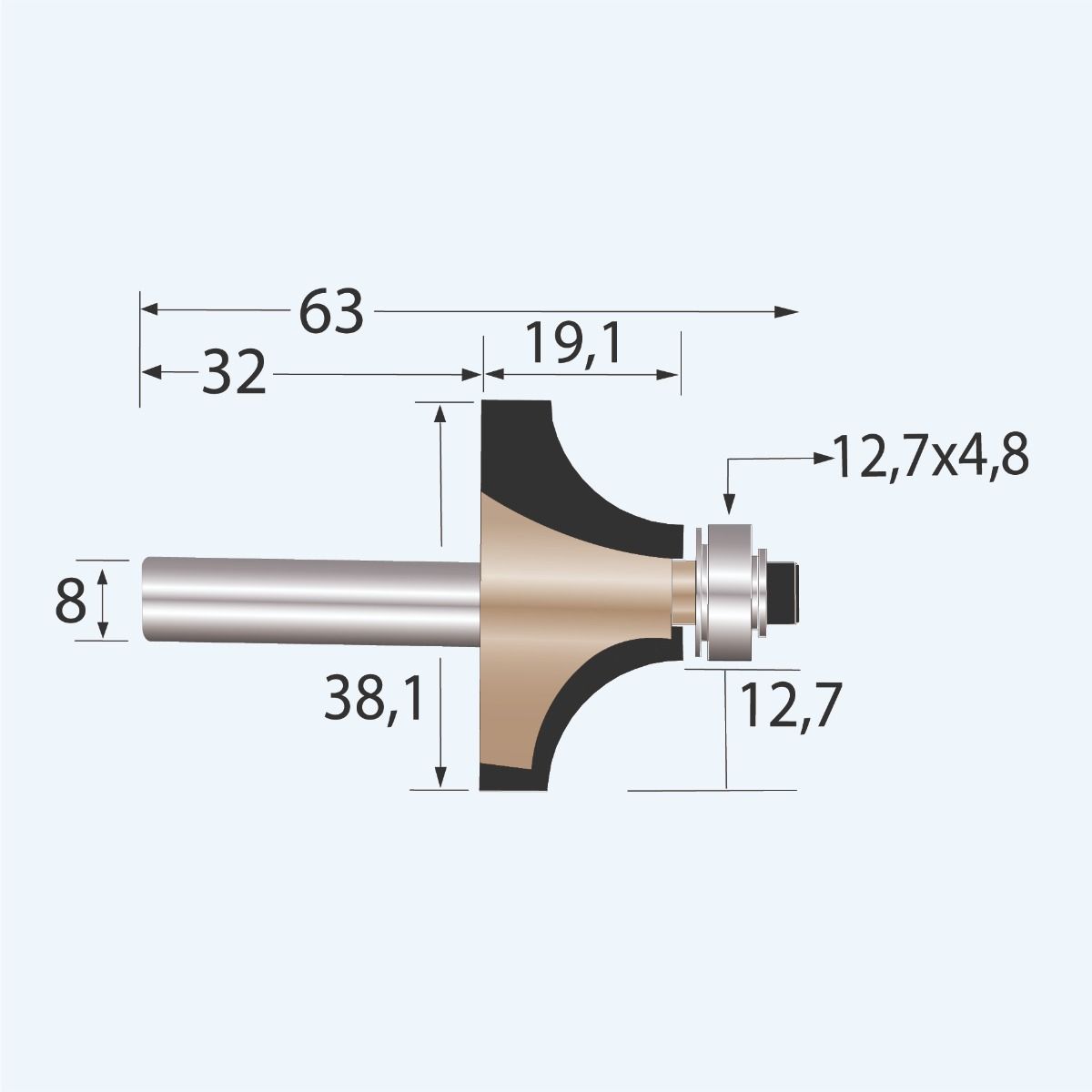 HM afrondfrees Industrial R=12,7 mm HM afrondfrees Industrial R=12,7 mm