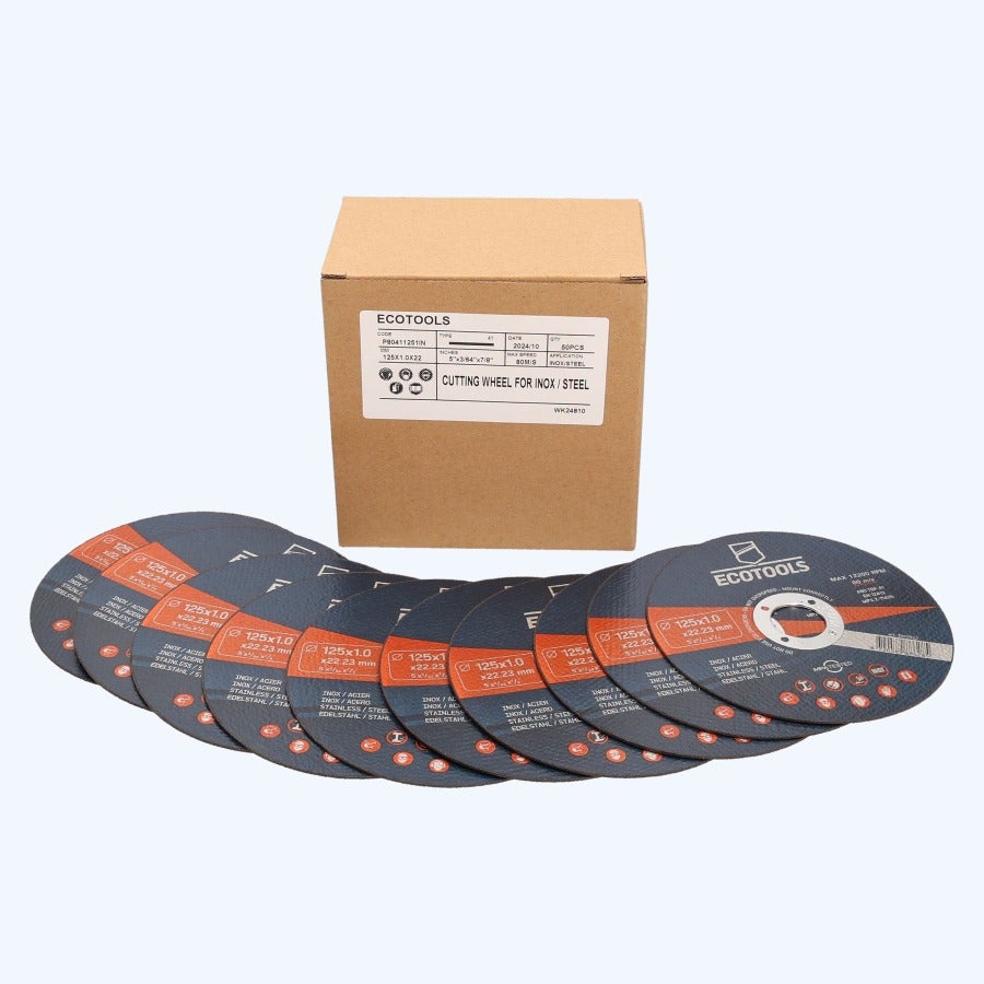 50 stuks doorslijpschijven voor INOX 125 x 1,0 x 22,23 mm (EcoTools) 50 stuks doorslijpschijven voor INOX 125 x 1,0 x 22,23 mm (EcoTools)