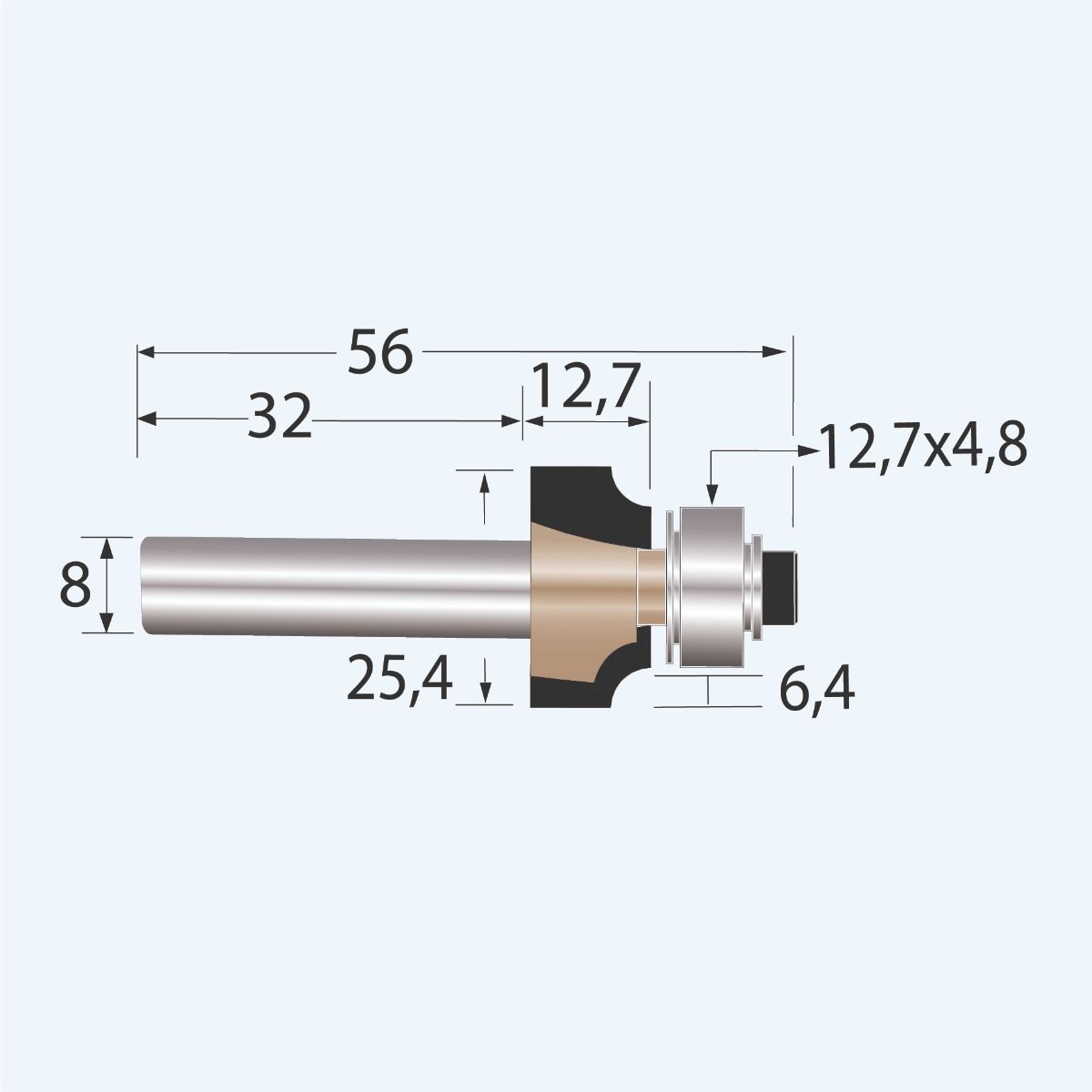 HM afrondfrees Industrial R=6,3 mm HM afrondfrees Industrial R=6,3 mm