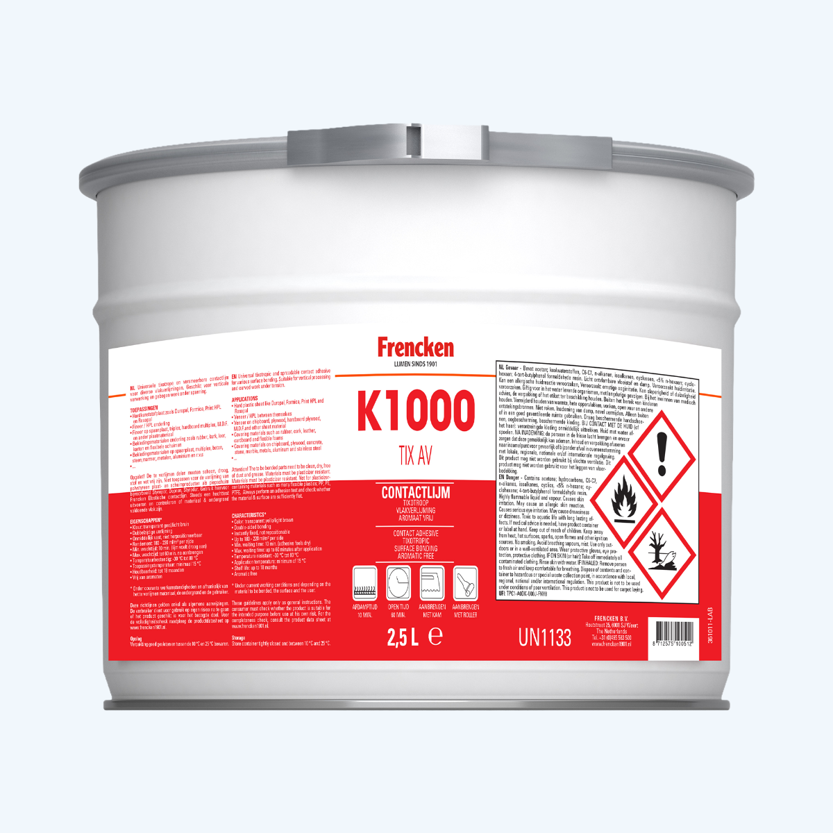 Frencken contactlijm K1000 TIX aromaatvrij 2,5 l Frencken contactlijm K1000 TIX aromaatvrij 2,5 l