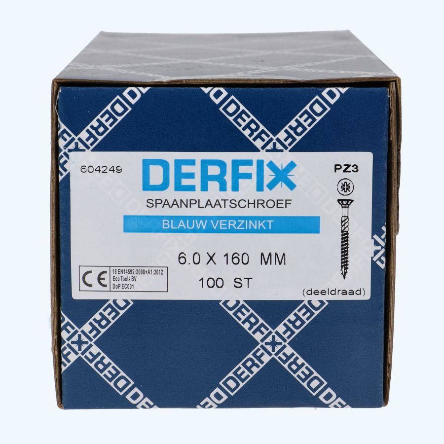 100 stuks spaanplaatschroef 6,0 x 160 mm / PZ3 / deeldraad 100 stuks spaanplaatschroef 6,0 x 160 mm / PZ3 / deeldraad