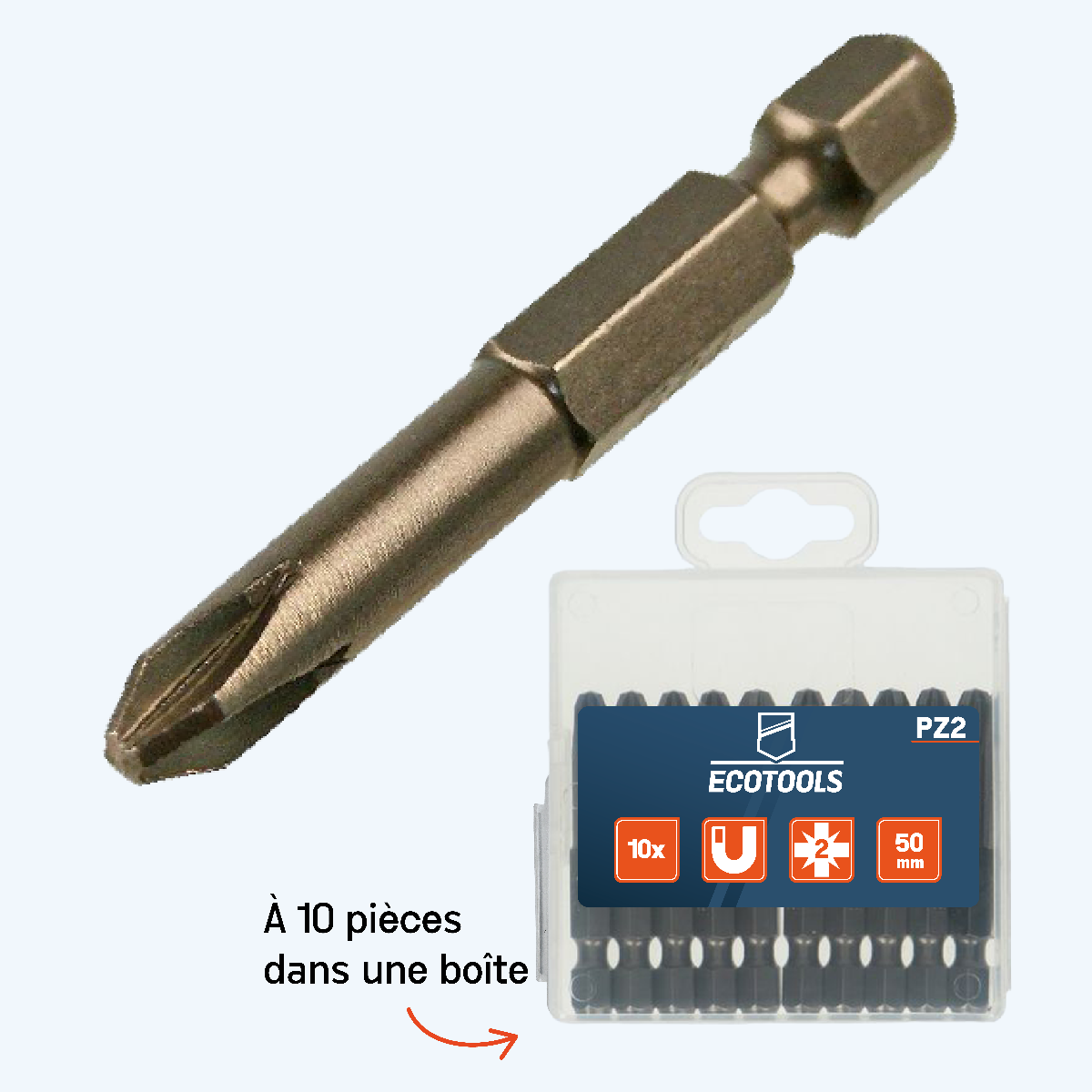 Embout de vissage Pozidrive allongé n° 2 x 50 mm Embout de vissage Pozidrive allongé n° 2 x 50 mm