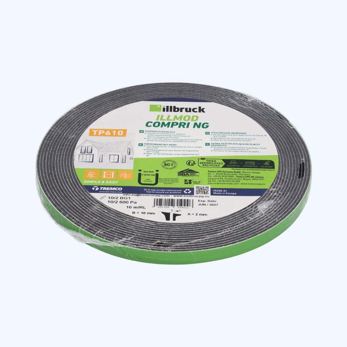 illbruck TP610 Compriband 10 mm / voeg 2 mm x 10 meter illbruck TP610 Compriband 10 mm / voeg 2 mm x 10 meter