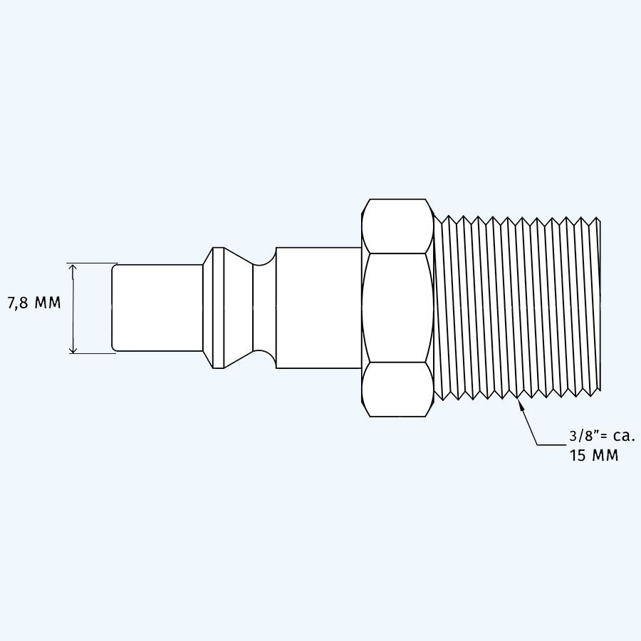 Orion insteeknippel met 3/8'' uitwendig draad Orion insteeknippel met 3/8'' uitwendig draad