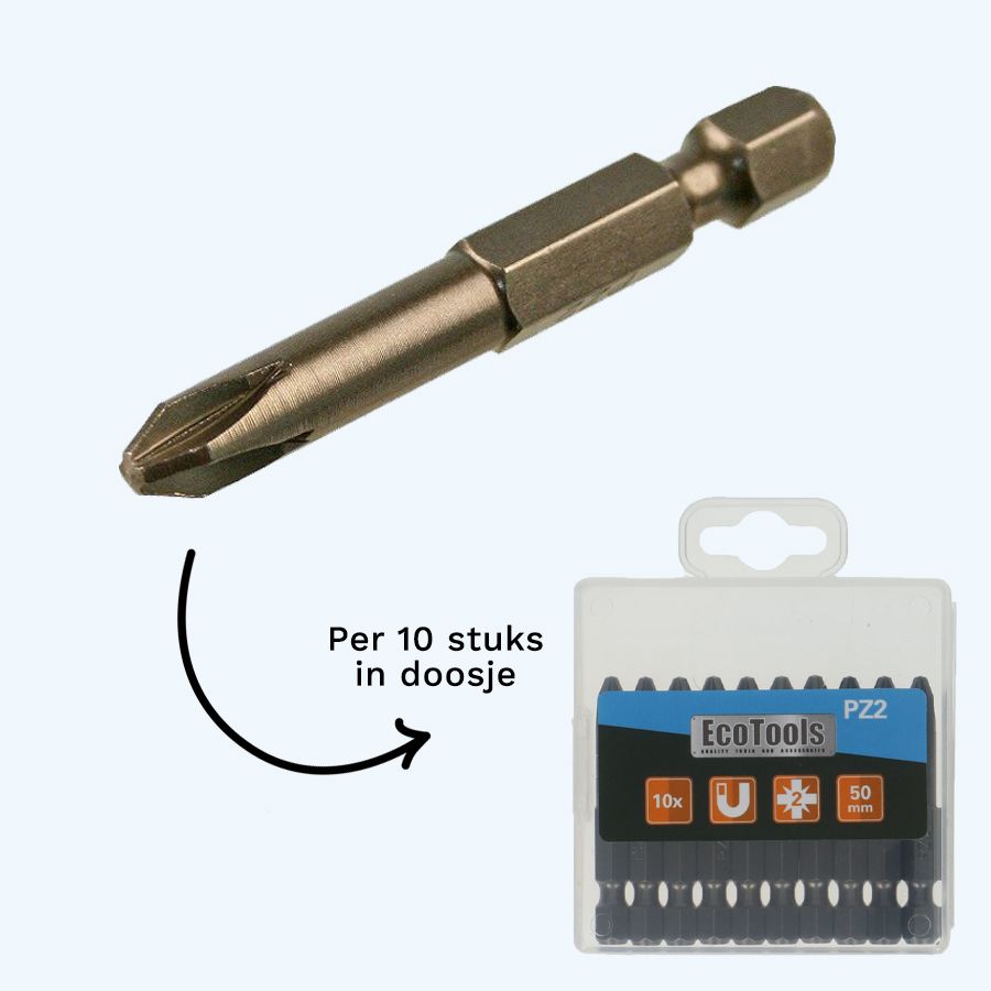 Verlengde pozidrive schroefbit nr 2 x 50 mm Verlengde pozidrive schroefbit nr 2 x 50 mm