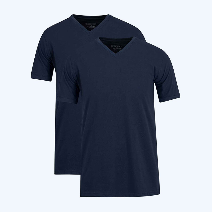 2 stuks t-shirt Bart met v-hals donkerblauw 2 stuks t-shirt Bart met v-hals donkerblauw