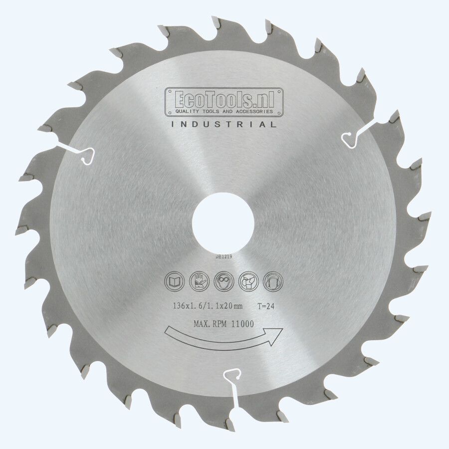 HM zaagblad 136 x 20 mm T24 (1,1 / 1,6mm) Industrial HM zaagblad 136 x 20 mm T24 (1,1 / 1,6mm) Industrial