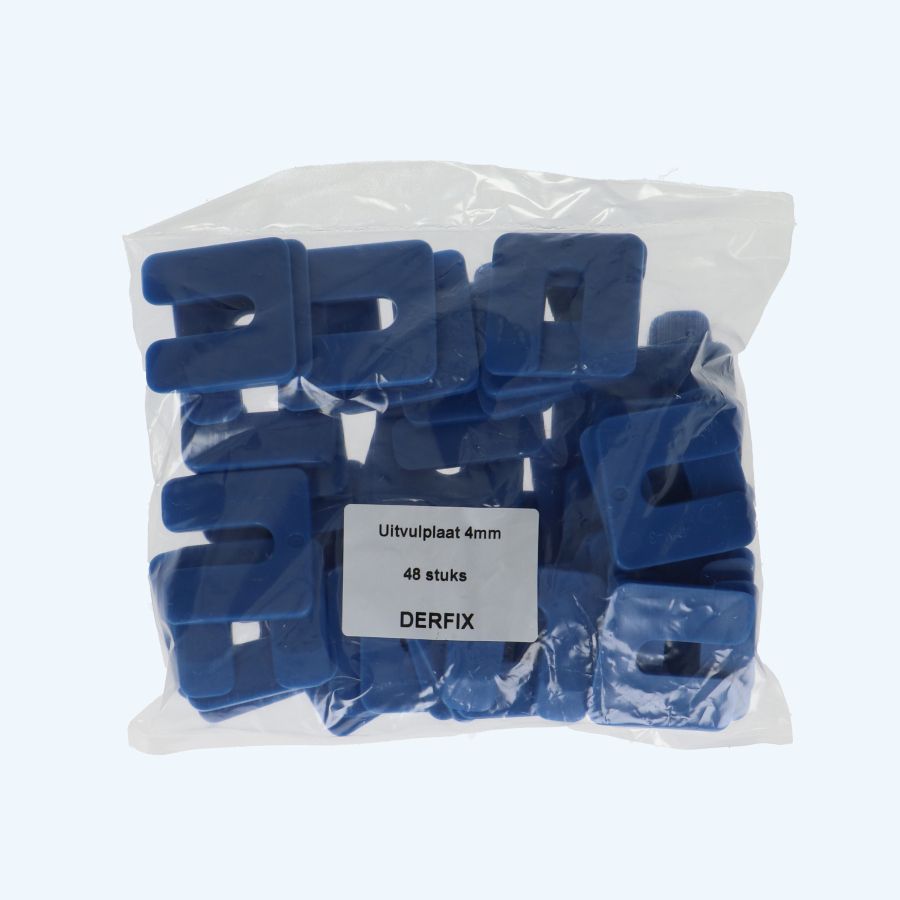 48 stuks uitvulplaatjes 4 x 47 mm blauw (zakje) 48 stuks uitvulplaatjes 4 x 47 mm blauw (zakje)