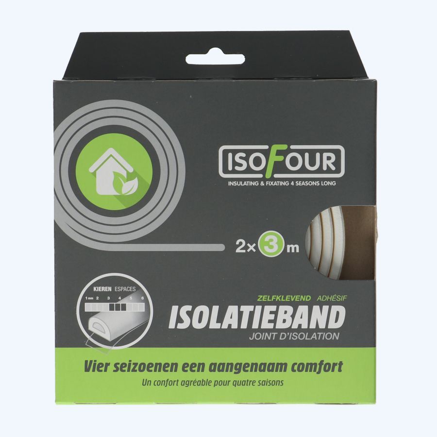 Isofour tochtband EPDM type D 9 x 6 mm wit (2x3m)